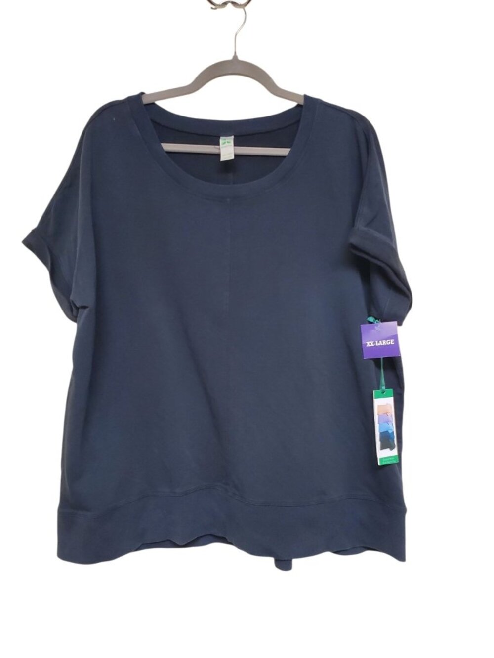 Green Tea Enzyme Wash Short Sleeve Top Black Modal Blend Knit Shirt NWT Plus XXL